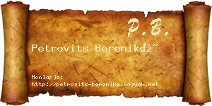 Petrovits Bereniké névjegykártya